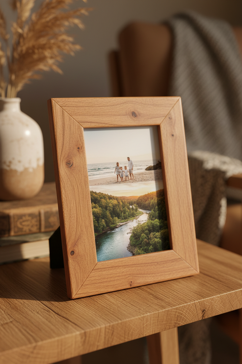 Porta-Retratos de Madeira Natural 5x7"